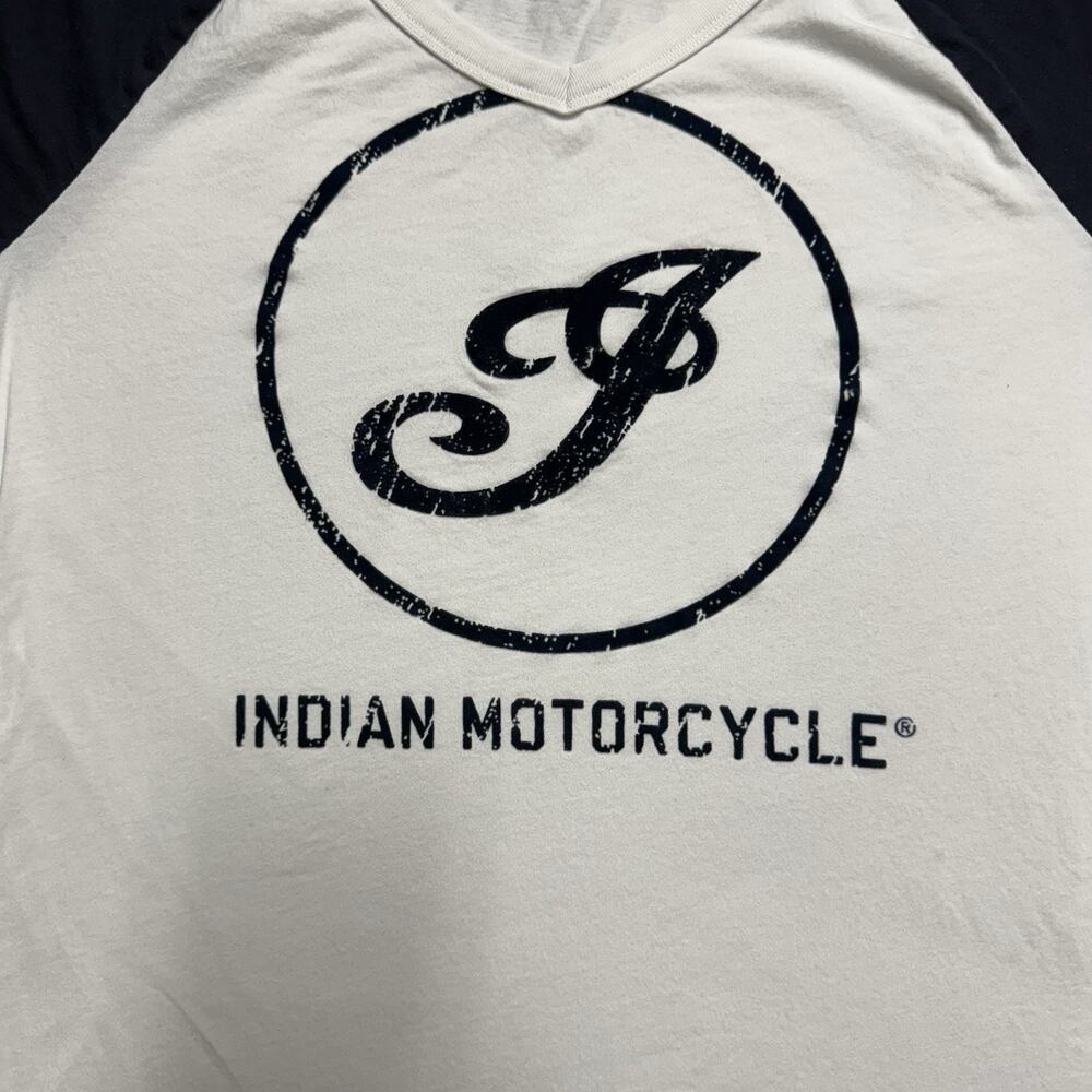 Indian Motorcycles Short Sleeve T-Shirt Women's XS White/Navy Blue Raglan Sleeve - Picture 2 of 7